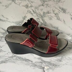 Naot Women 41 US 10 Treasure Sandal Wedge Heel Red Leather Open Toe Comfort Shoe